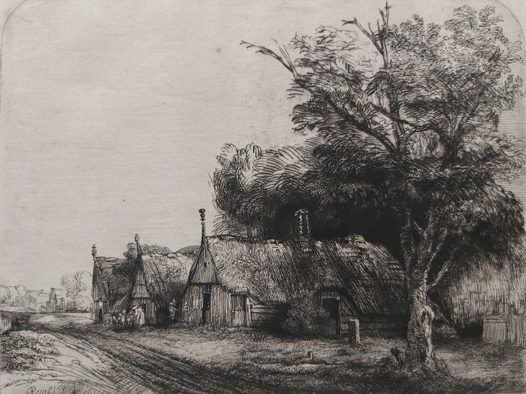 Rembrandt, Die drei Hütten an der Straße, 1650