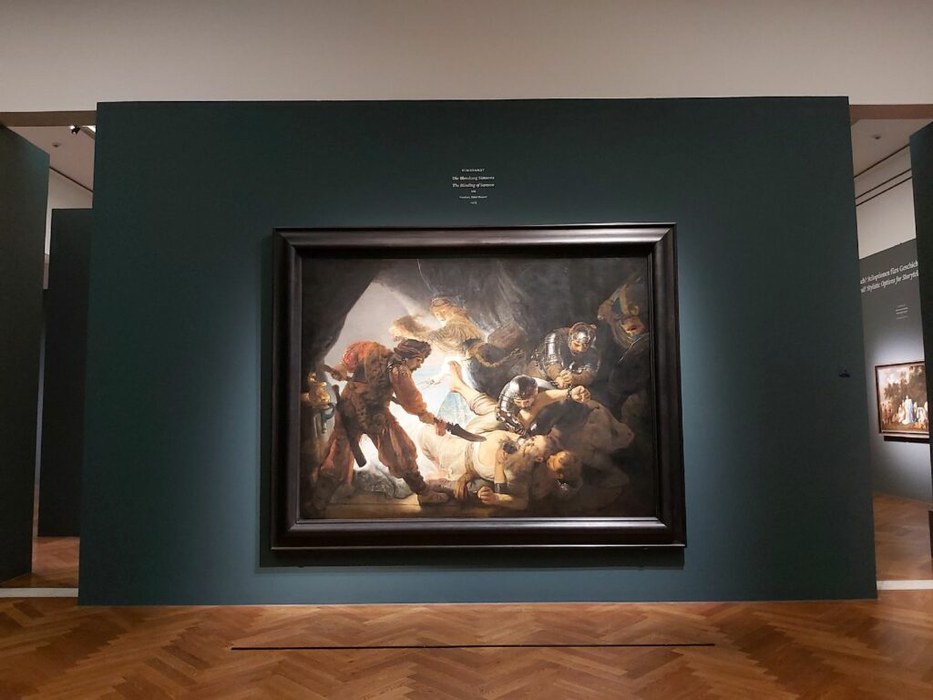 Rembrandt, Die Blendung Simsons - ein monumentales Werk empfängt die Besucher