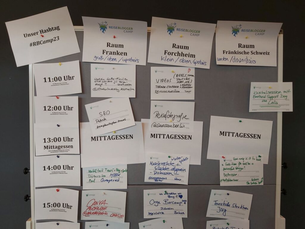 Sessionboard an Tag 1 des #RBCamp23